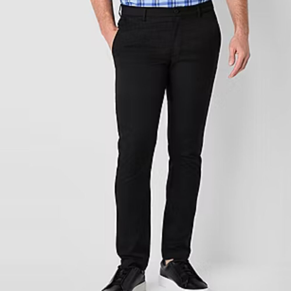 St. John's Bay stretch Mens Slim Fit flat front Pant, Navy, Size 42x30